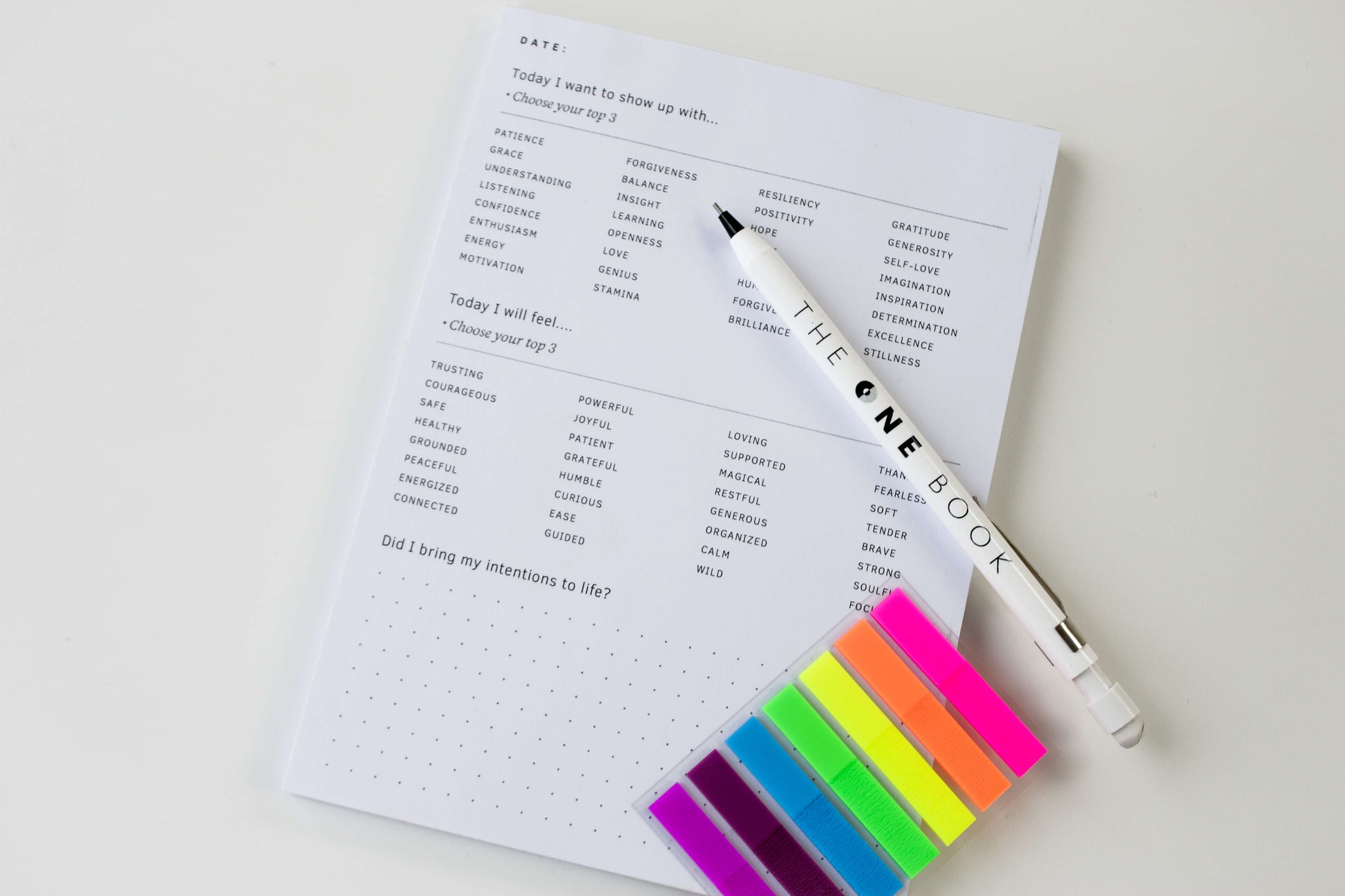 The ONE Book Daily Intentions Notepad