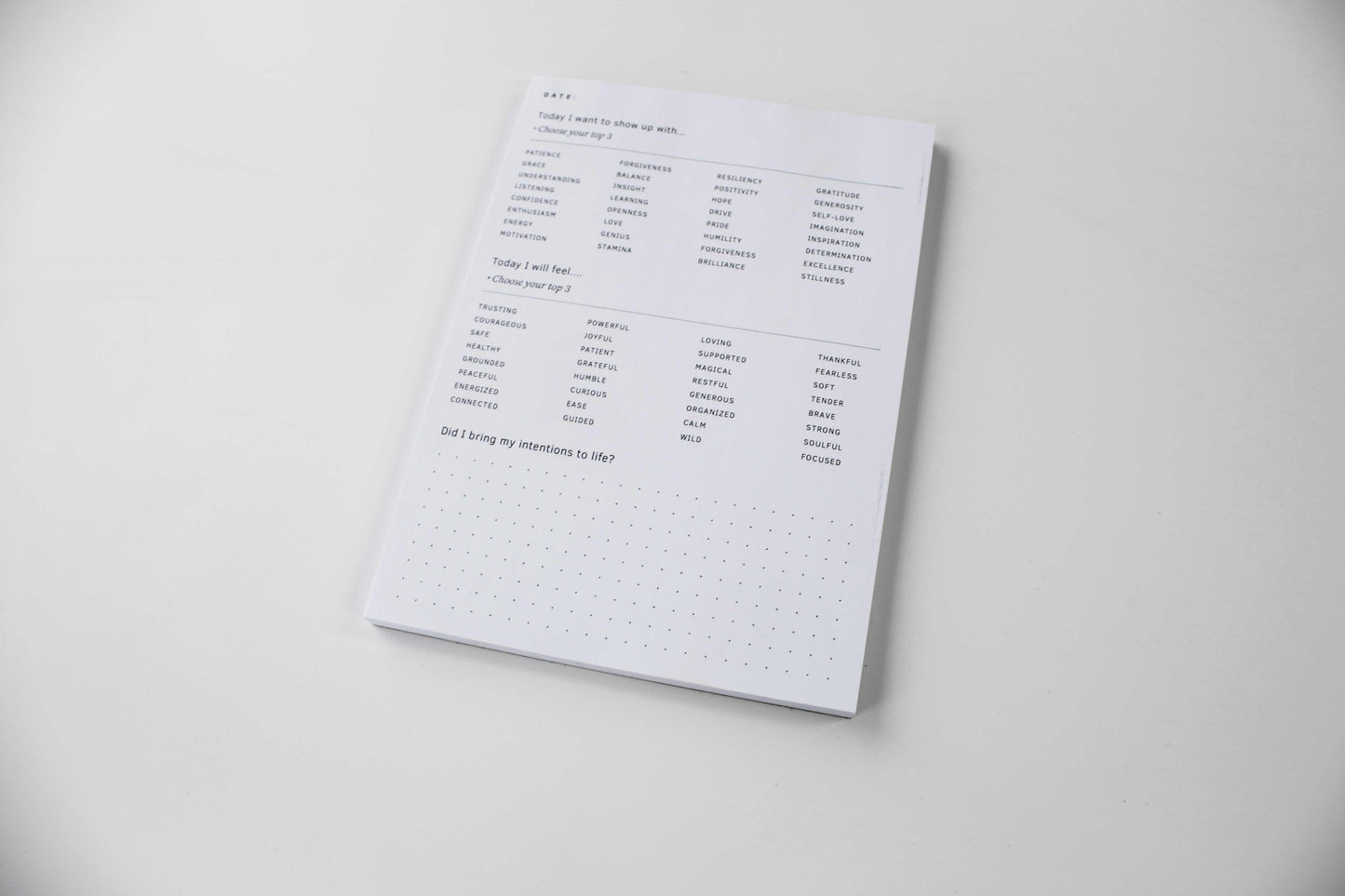 The ONE Book Daily Intentions Notepad