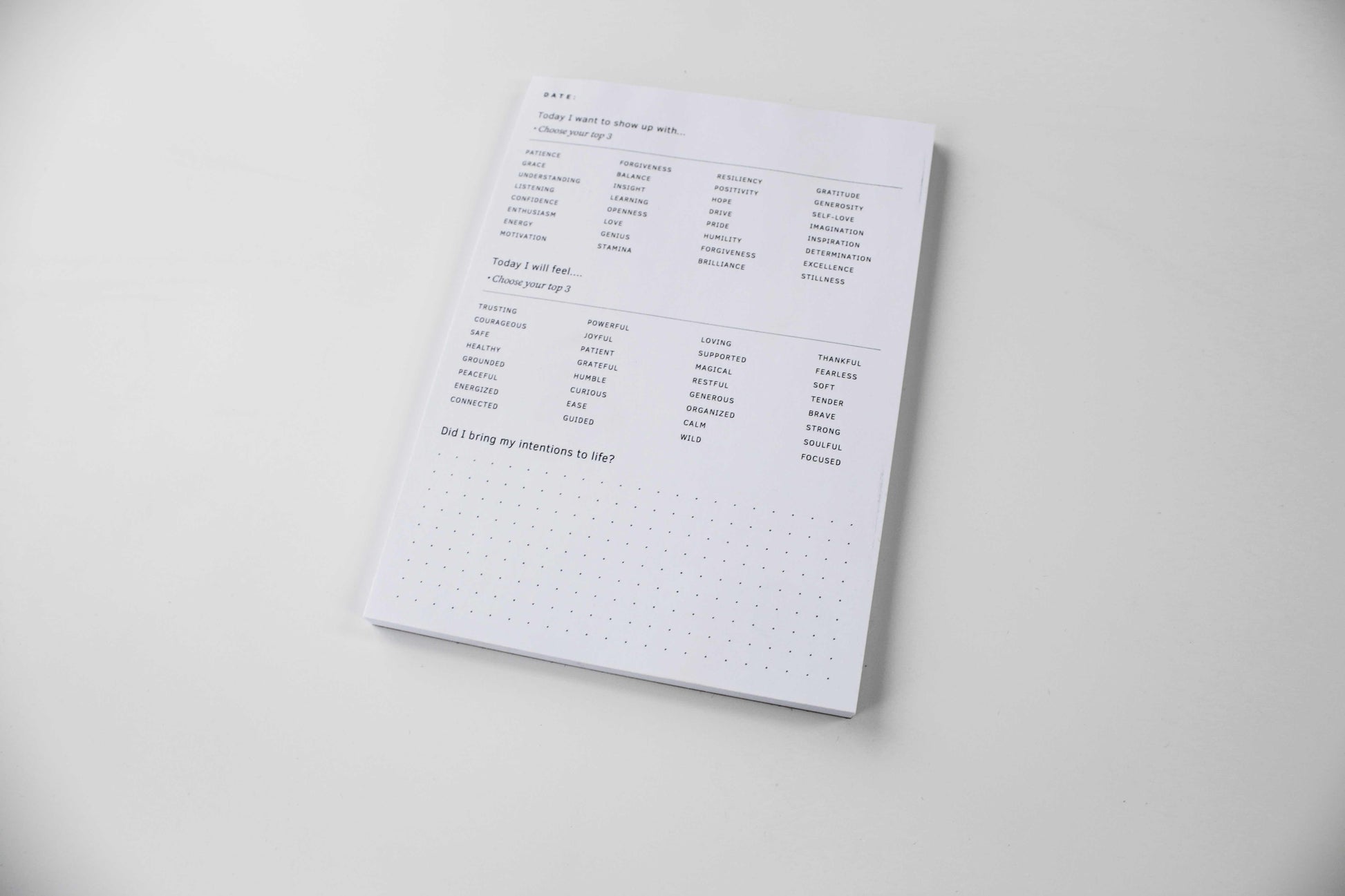 The ONE Book Daily Intentions Notepad