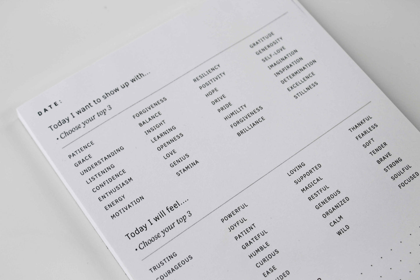 The ONE Book Daily Intentions Notepad