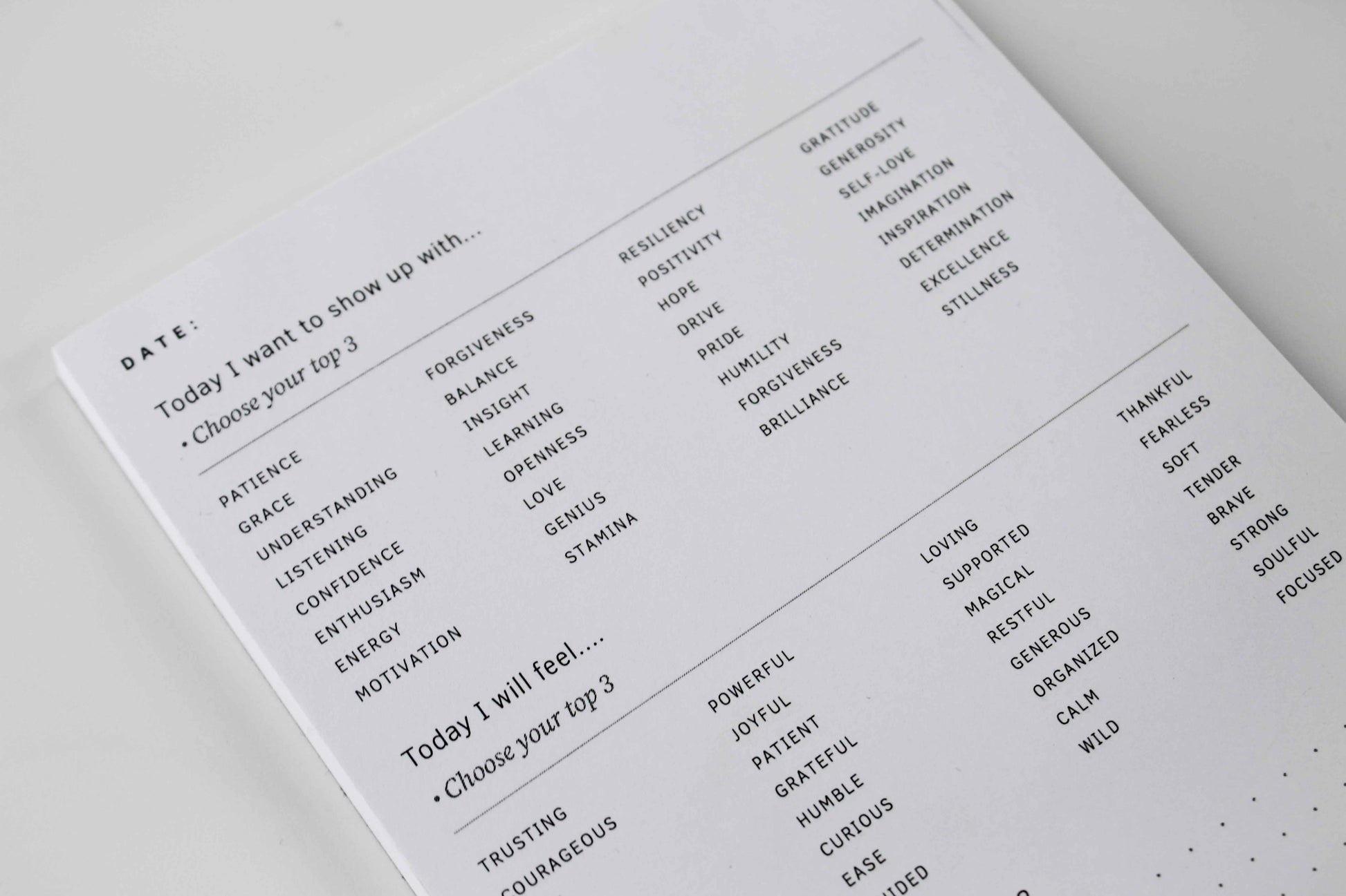 The ONE Book Daily Intentions Notepad